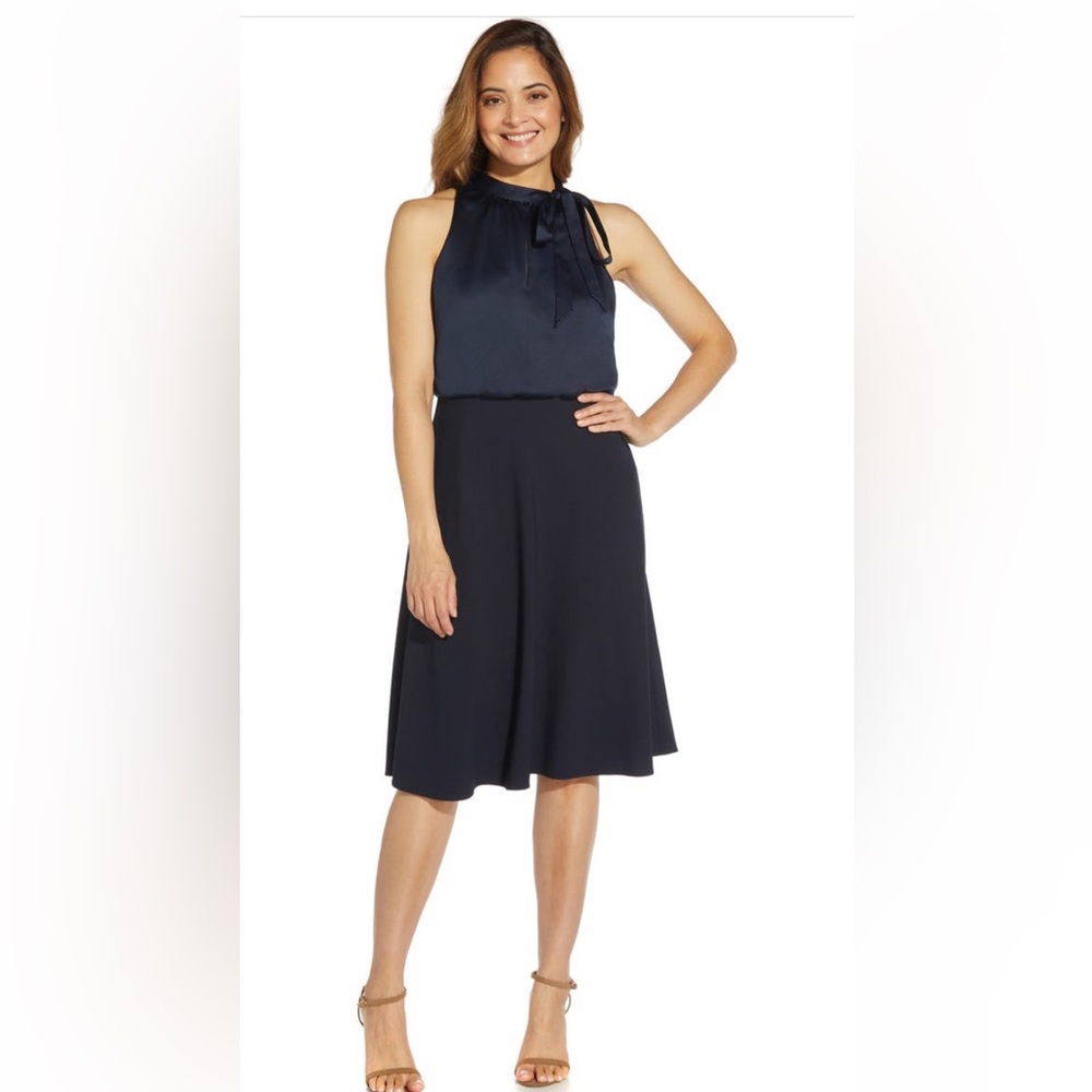 Size 10 Adrianna Papell Halter Neck Dress Dark Navy